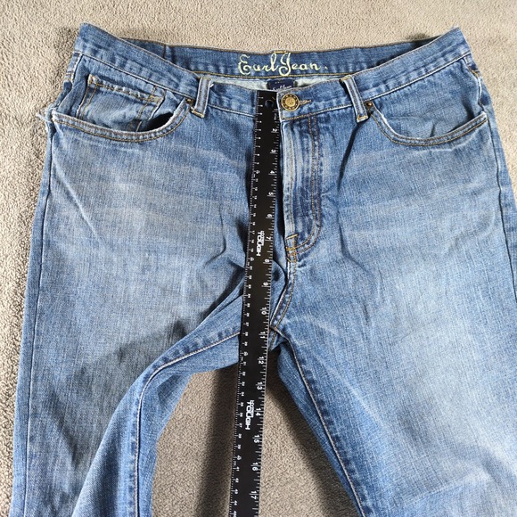 Earl Jean Mens 38x32 Blue Wash Denim Straight Leg Jeans Pants - Picture 5 of 10